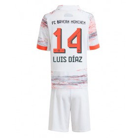 Bayern Munich Luis Diaz #14 Borta Kläder Barn 2025-26 Kortärmad (+ Korta byxor)